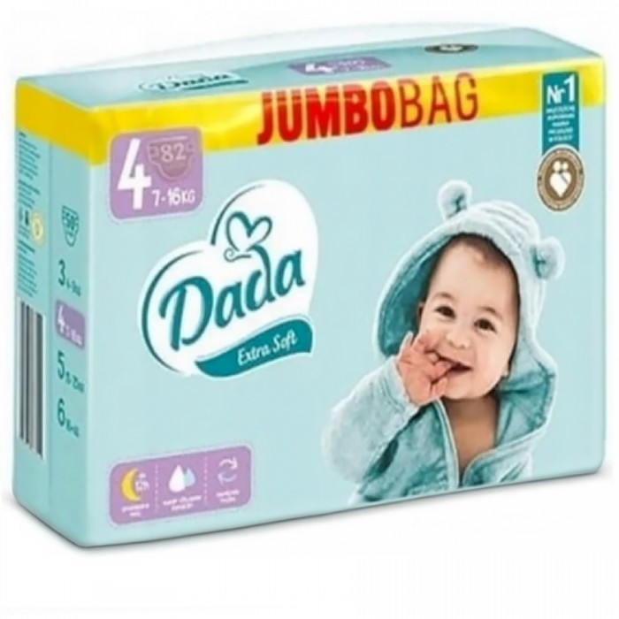 Підгузки дитячі Dada Extra Soft, розмір 4 (7–16 кг), 82 шт - 